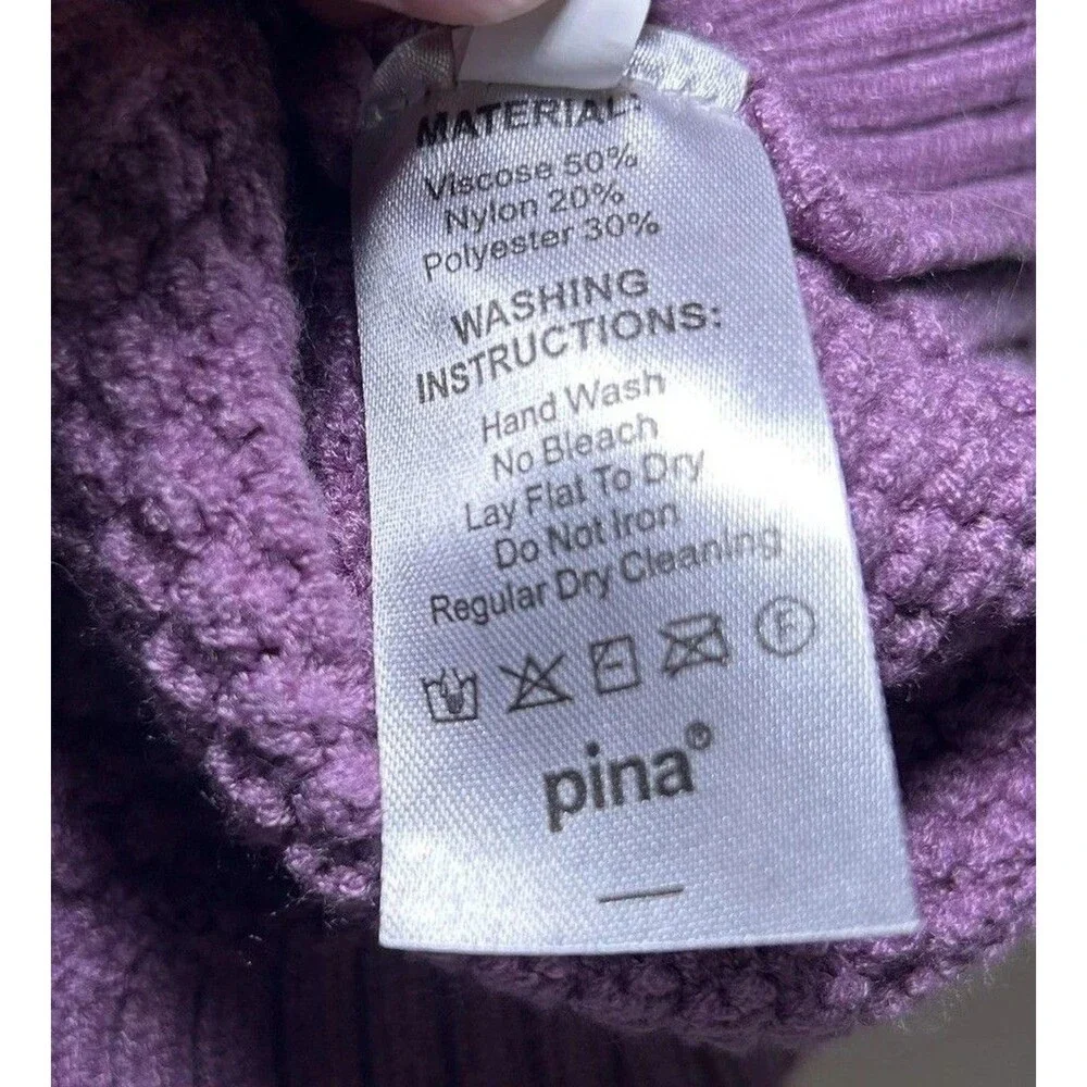 Pina Dog Sweater Large L Purple Cable Knit Winter Warm Cozy Pet Pullover Rayon